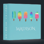 Cool Popsicles Light Blue Custom School Binder<br><div class="desc">Customize this trendy and modern school subject notebook featuring watercolor popsicles with a robin egg blue background. Name can be personalized and spine can be customized with school subject! You may also customize the background colour. Great gift for back to school! Be sure to check my "Back To School" collection...</div>