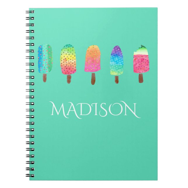 Cool Popsicles Mint Green Custom School Notebook (Front)