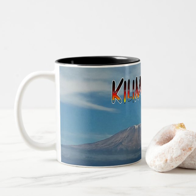 Cool Popular Walkable Climbable Mount Kilimanjaro  Two-Tone Coffee Mug (With Donut)