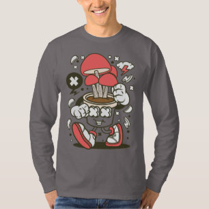 Cool Potted Mushroom Character Cartoon T-Shirt