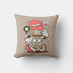 Cool Potted Mushroom Character Cartoon Throw Pillow