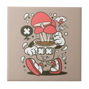 Cool Potted Mushroom Character Cartoon Tile