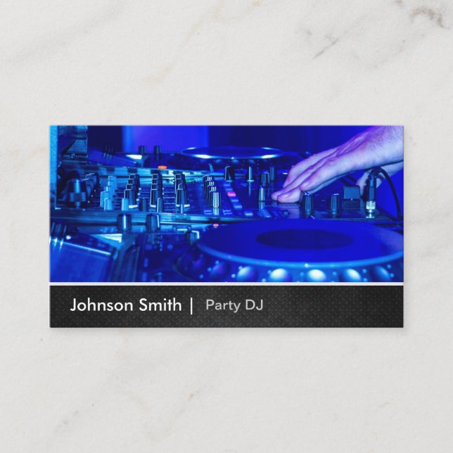 Cool Premium Metal - Turntable Scratching Music Dj Business Card (Front)