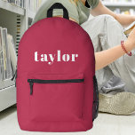 Cool Preppy Pink Modern Minimalist Trendy Custom Printed Backpack<br><div class="desc">Introducing the Cool Preppy Pink Modern Minimalist Trendy Personalized Printed Backpack, a versatile and stylish accessory designed for various purposes. This backpack is an ideal choice for back-to-school supplies, offering a personalized touch that caters to both students and teachers. The option to include a name ensures easy identification and adds...</div>