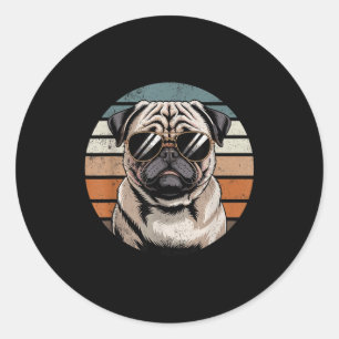 Cool Proud Pug Men Women Vintage Dog Owners Classic Round Sticker