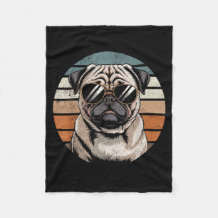 Cool Proud Pug Men Women Vintage Dog Owners Fleece Blanket