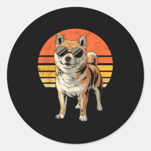 Cool Proud Shiba Inu Men Women Vintage Dog Owners  Classic Round Sticker