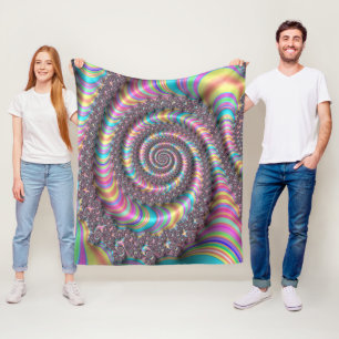 Cool Psychedelic Rainbow Unicorn Nautilus Fractal Fleece Blanket