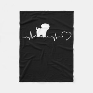 Cool Pug Dog Breed Heartbeat Puppy Fleece Blanket
