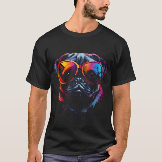 Cool Pug Portrait T-Shirt (Front)