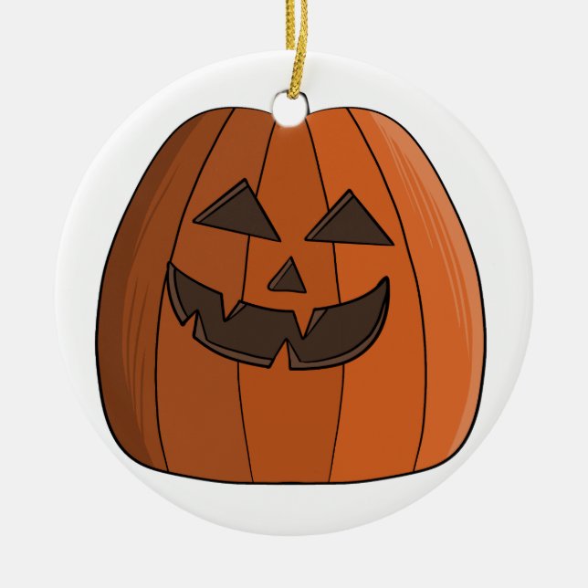 Cool Pumpkin Ceramic Ornament (Front)