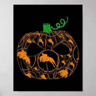 Cool Pumpkin Equestrian Lover Halloween Equestrian Poster