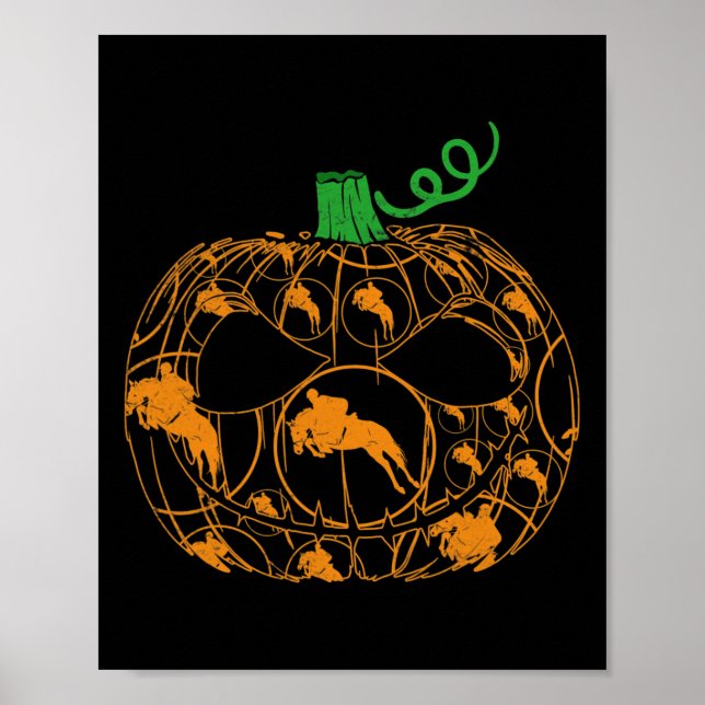 Cool Pumpkin Equestrian Lover Halloween Equestrian Poster (Front)