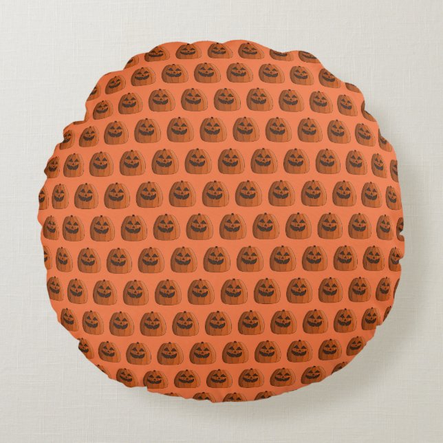 Cool Pumpkin Round Pillow (Front)