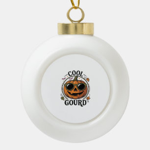 Cool Pumpkin Shirt Vintage Engraved Halloween Sung Ceramic Ball Christmas Ornament