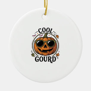 Cool Pumpkin Shirt Vintage Engraved Halloween Sung Ceramic Ornament