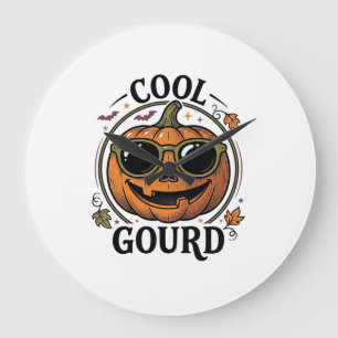 Cool Pumpkin Shirt Vintage Engraved Halloween Sung Large Clock
