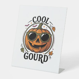 Cool Pumpkin Shirt Vintage Engraved Halloween Sung Pedestal Sign