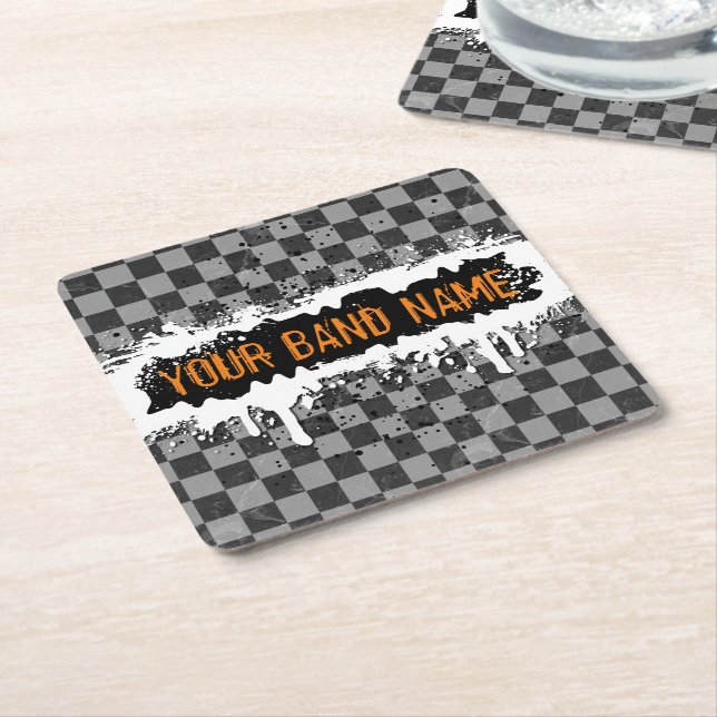 Cool Punk Custom Band Merch Rock Music DJ Musician Square Paper Coaster (Angled)