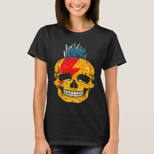 Cool Punk Rock Colourful Skull With Mohawk Skeleto T-Shirt