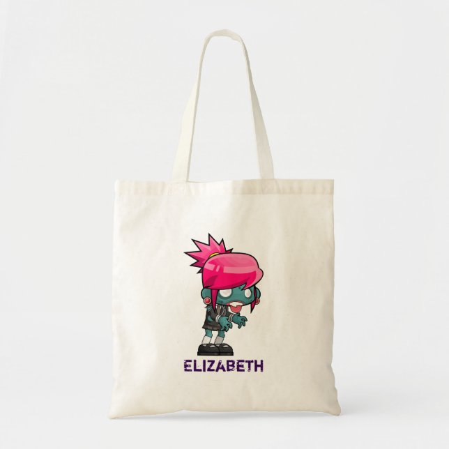 Cool Punk Rock Zombie Girl Personalized Tote Bag (Front)