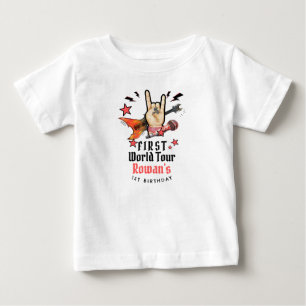 Cool Punk Rockstar First Birthday  Baby T-Shirt