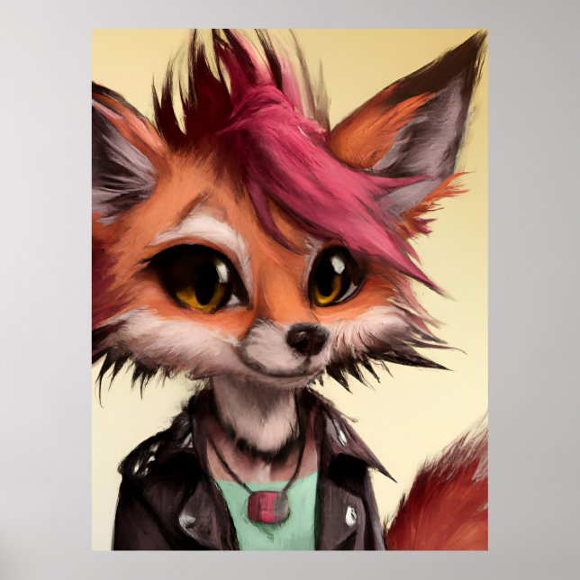 Cool Punkrock Fox Teenager Poster (Front)