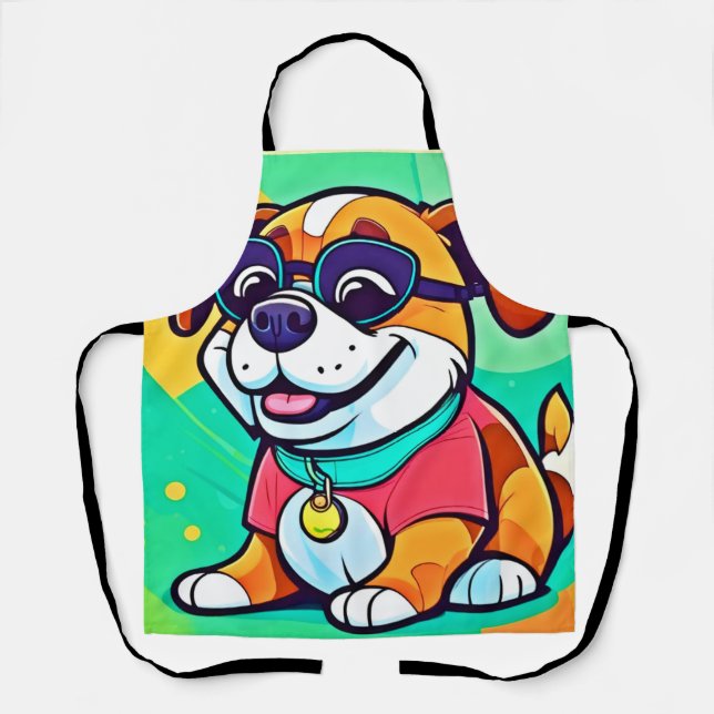 Cool Pup Cartoon Style Artwork Apron (Front)