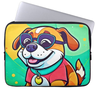 Cool Pup Cartoon Style Artwork Laptop Sleeve
