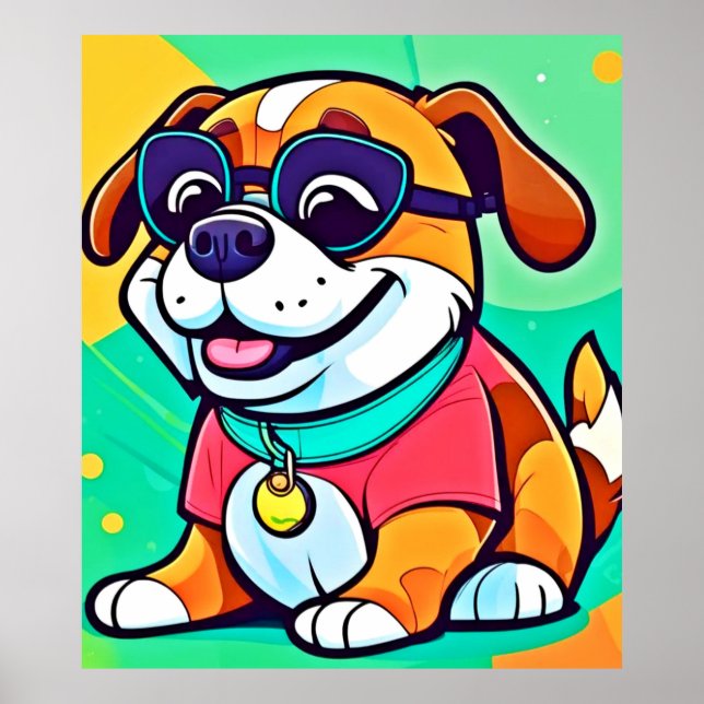 Cool Pup Cartoon Style Artwork Poster (Front)