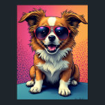 Cool Pup Vibes – Dog in Aviator Sunglasses Pop Art Poster<br><div class="desc">Introducing the "Cool Pup Vibes" collection, a celebration of pop culture and playful pet personality. This isn't just a simple picture of a dog; it's a vibrant, pop-art-inspired statement piece capturing the essence of "too cool for school." Our star, a confident and stylish pup, radiates a fun and mischievous energy...</div>