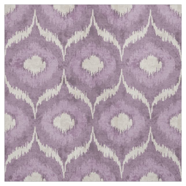 Cool purple and cream ikat tribal pattern fabric (Swatch)