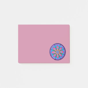 Cool purple blue pink and green mandala post-it notes