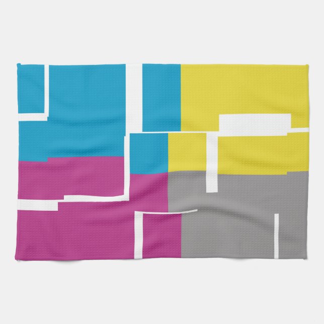 COOL Purple Blue Yellow Grey Pattern Kitchen Towel (Horizontal)