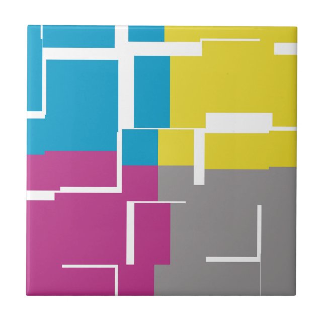 COOL Purple Blue Yellow Grey Pattern Tile (Front)