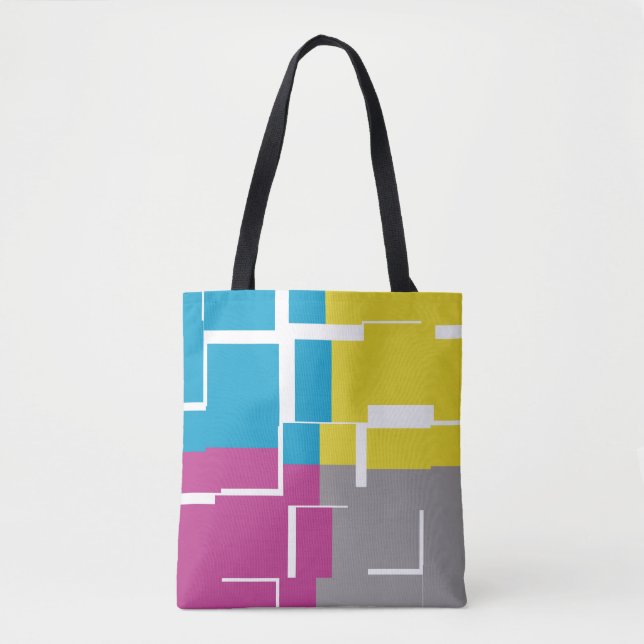 COOL Purple Blue Yellow Grey Pattern Tote Bag (Front)