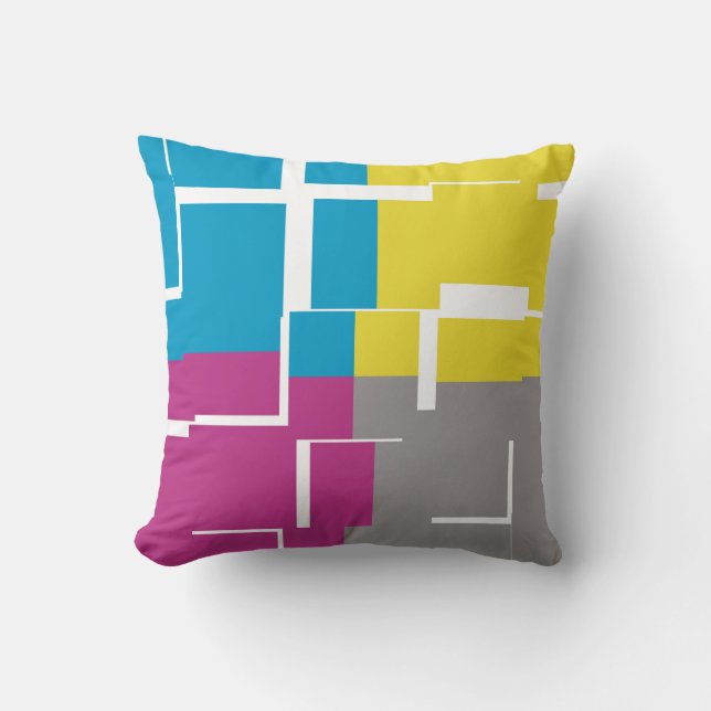 COOL Purple Blue Yellow Pattern Throw Pillow (Front)