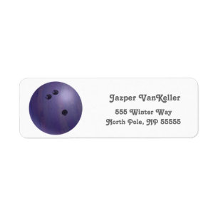Cool Purple Bowling Ball Adresse de retour Étiquet