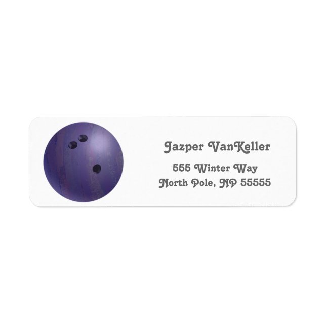 Cool Purple Bowling Ball Adresse de retour Étiquet (Devant)