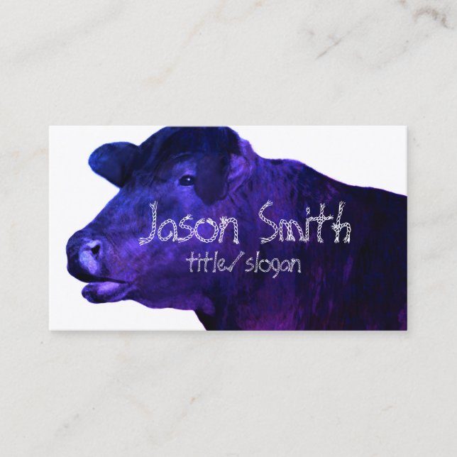 cool purple cow custom double sided business card (Front)