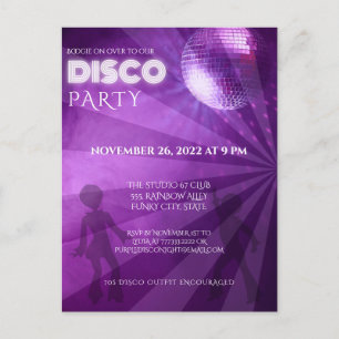 Cool Purple Disco Ball Party Postcard