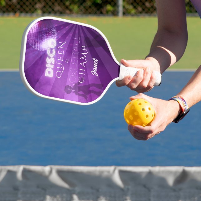 Cool Purple Disco Queen Pickleball Champ Pickleball Paddle (Insitu)