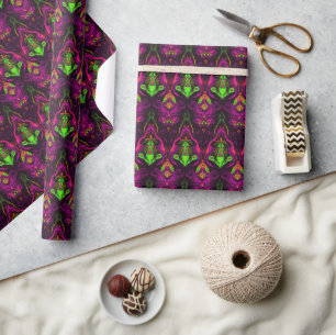 Cool Purple Green Weird Modern Victorian Pattern Wrapping Paper