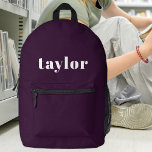 Cool Purple Modern Minimalist Trendy Personalized Printed Backpack<br><div class="desc">Introducing the Cool Purple Modern Minimalist Trendy Personalized Printed Backpack—an exceptional accessory that combines style and functionality for a variety of needs. This backpack is perfect for back-to-school supplies, providing a personalized touch to students and teachers alike. The option to add a name ensures easy identification and adds a unique...</div>