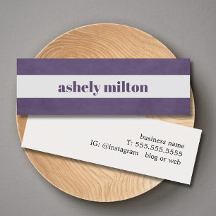 Cool Purple Old White Stripe Beauty Fashion Mini Business Card