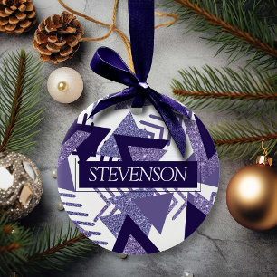 Cool Purple Passion   90s Abstract Pattern Custom Ceramic Ornament