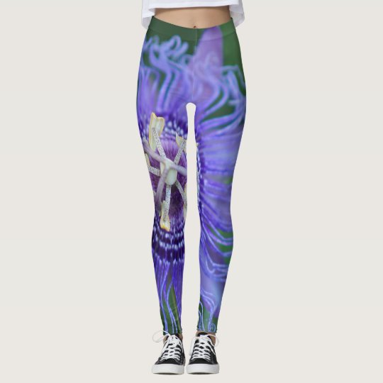 Cool Purple Passion Flower Yoga Leggings