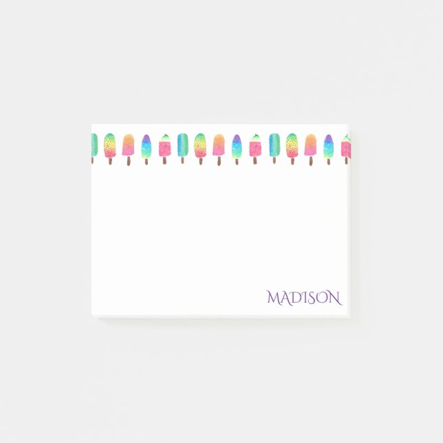 Cool Purple Pink Popsicle Pattern Back To School Post-it Notes (Front)