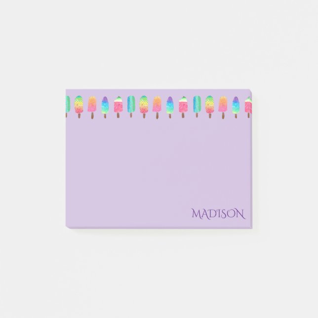 Cool Purple Popsicle Pattern Back To School Post-it Notes (Front)