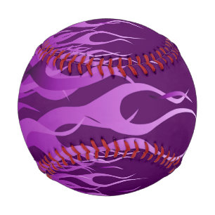 Cool Purple Racing Flames on carbon Fibre Print Baseball